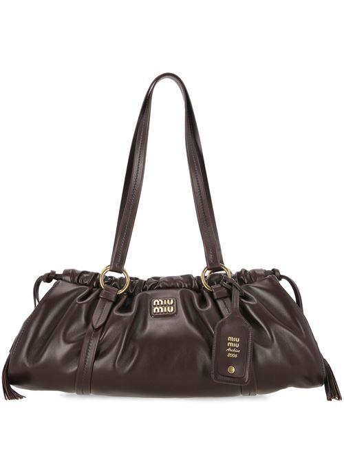 Burgundy calf leather bag Miu Miu | 5BG289V-MOO2CSWF0NBL